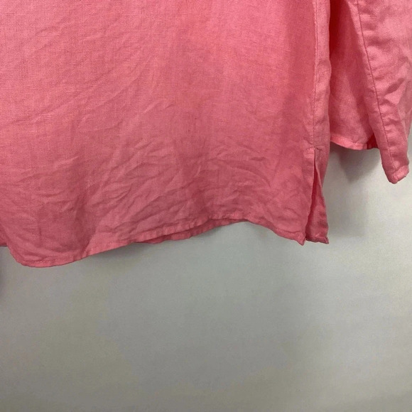 Talbots Pink Linen Beaded Neckline Tunic Top Size Medium - Picture 4 of 7